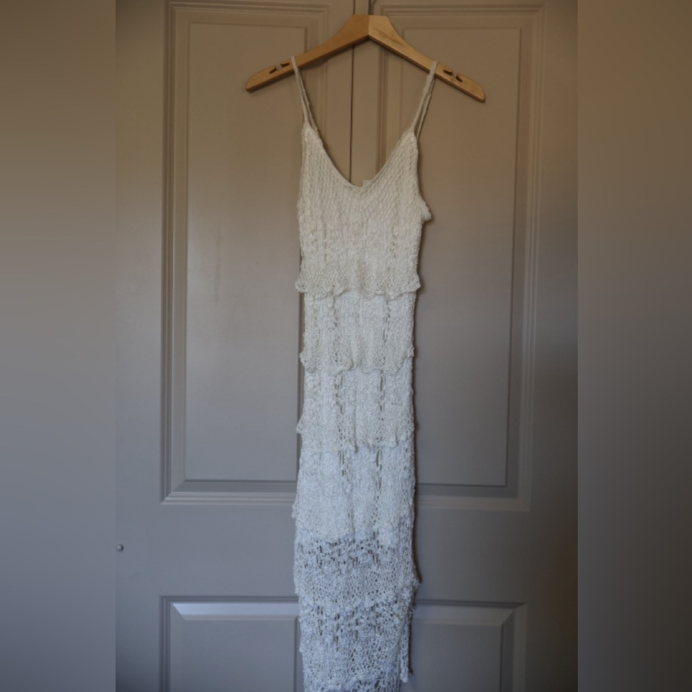 Boston Proper white crochet salsa dress